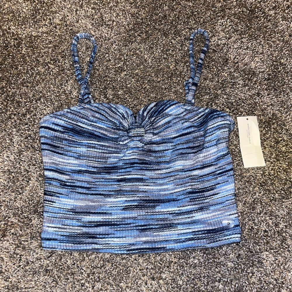 American Eagle blue striped tank, size S, never worn